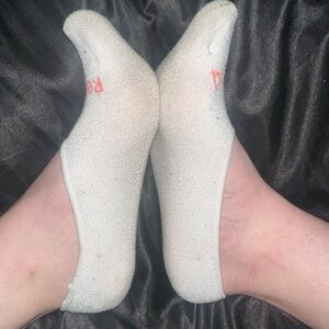 Reebok White No-Show Socks with Red Logo